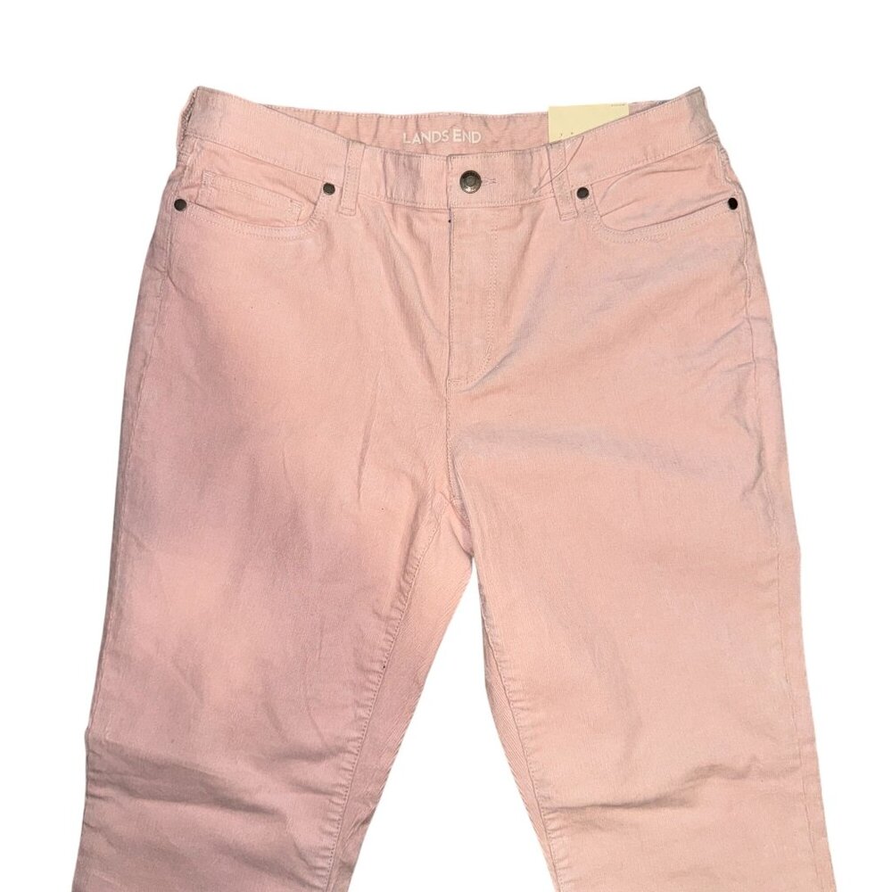 NWT Lands End Womens Straight Leg Pants 14 32 Light Pink Corduroy Mid Rise - Picture 3 of 9